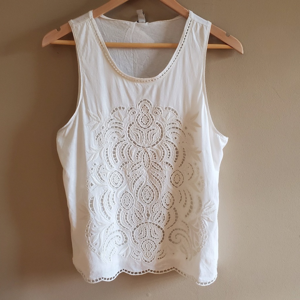 🪩 J. Crew White cutout Tank Sz S
